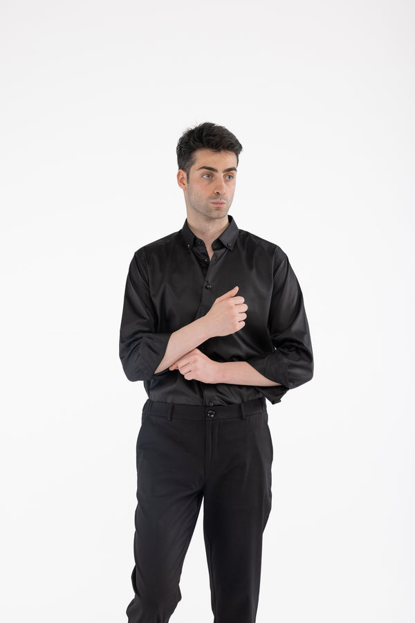 %100 Pamuk Relaxed Fit Siyah Gömlek
