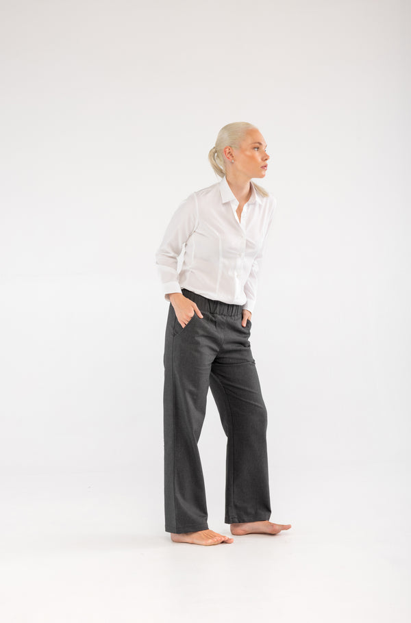 Bel Lastikli Pamuk Antrasit Pantolon