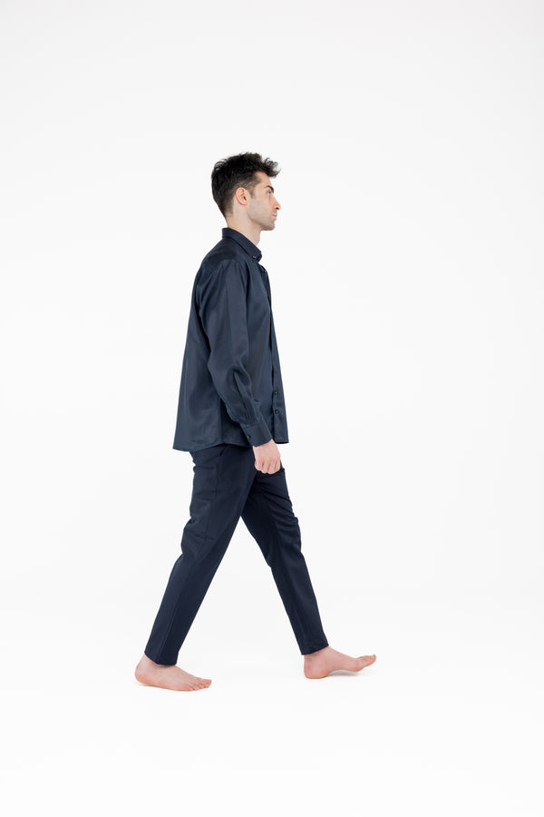 %100 Tencel Regular Fit Lacivert Gömlek