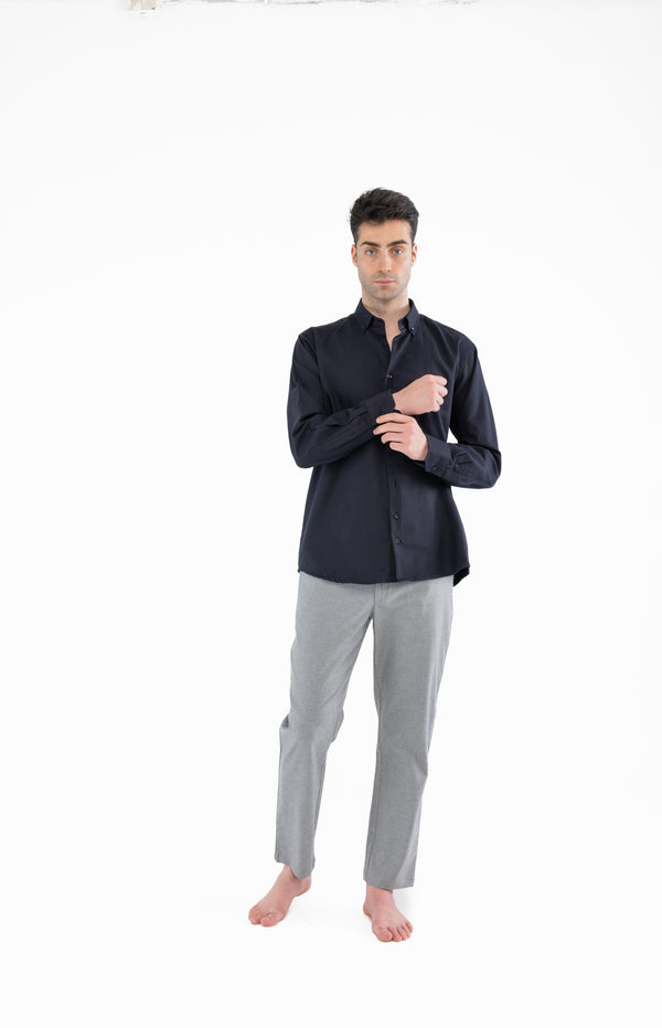 %100 Pamuk Relaxed Fit Lacivert Gömlek