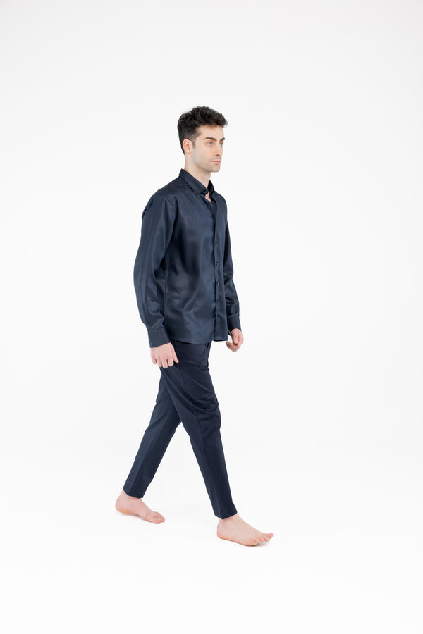 %100 Tencel Regular Fit Lacivert Gömlek