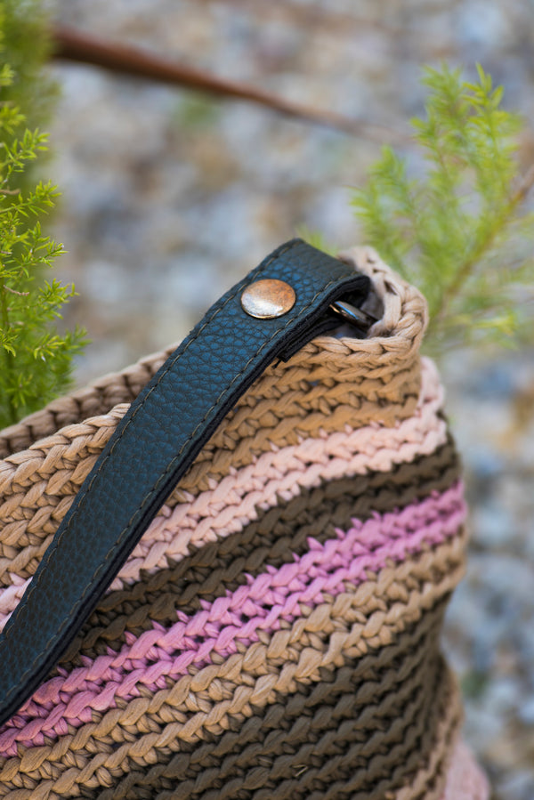 El Yapımı Örgü İp Renkli Plaj Çantası