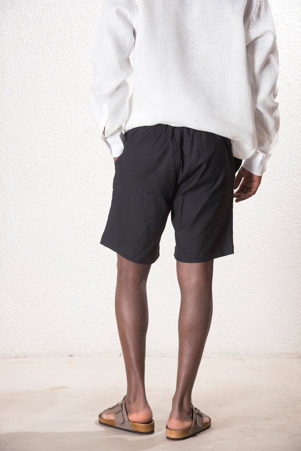 Erkek Keten Siyah Şort