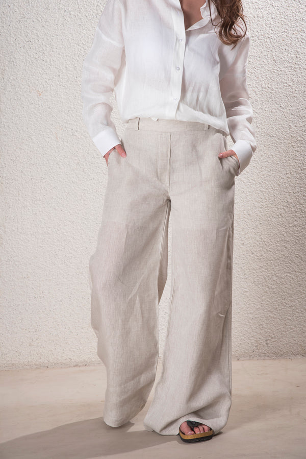 Kadın %100 Keten Natural Pantolon