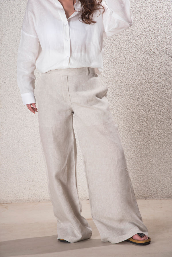 Kadın %100 Keten Natural Pantolon