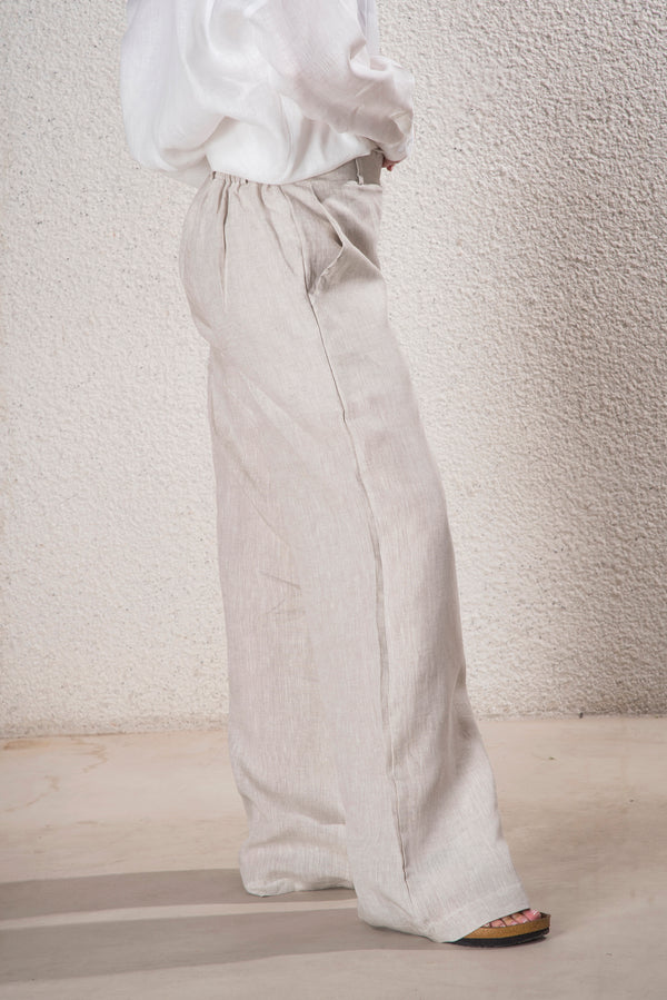 Kadın %100 Keten Natural Pantolon