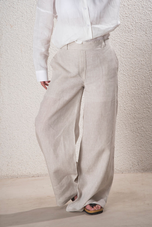 Kadın %100 Keten Natural Pantolon