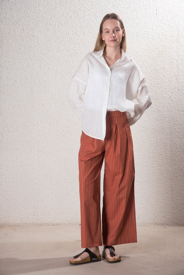 Kadın %100 Keten Beyaz Gömlek