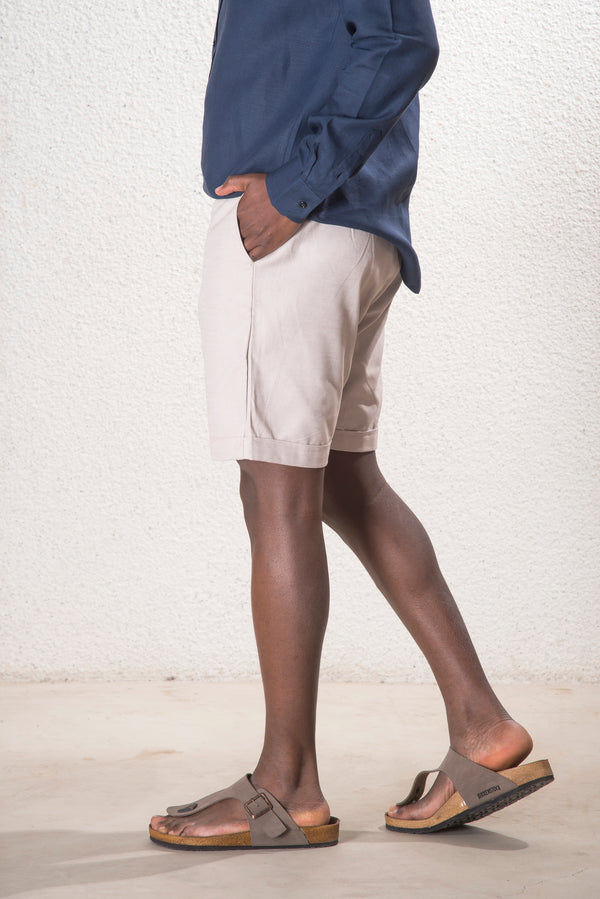 Erkek Keten Bej Şort