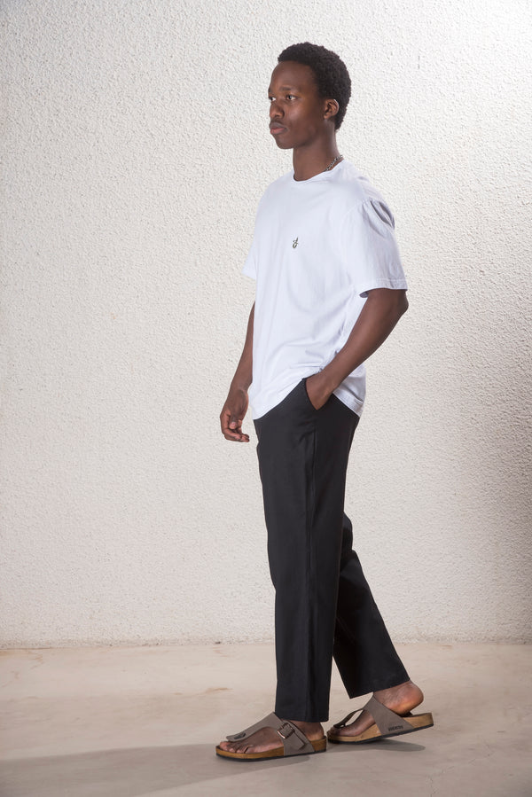 Erkek Keten Siyah Pantolon