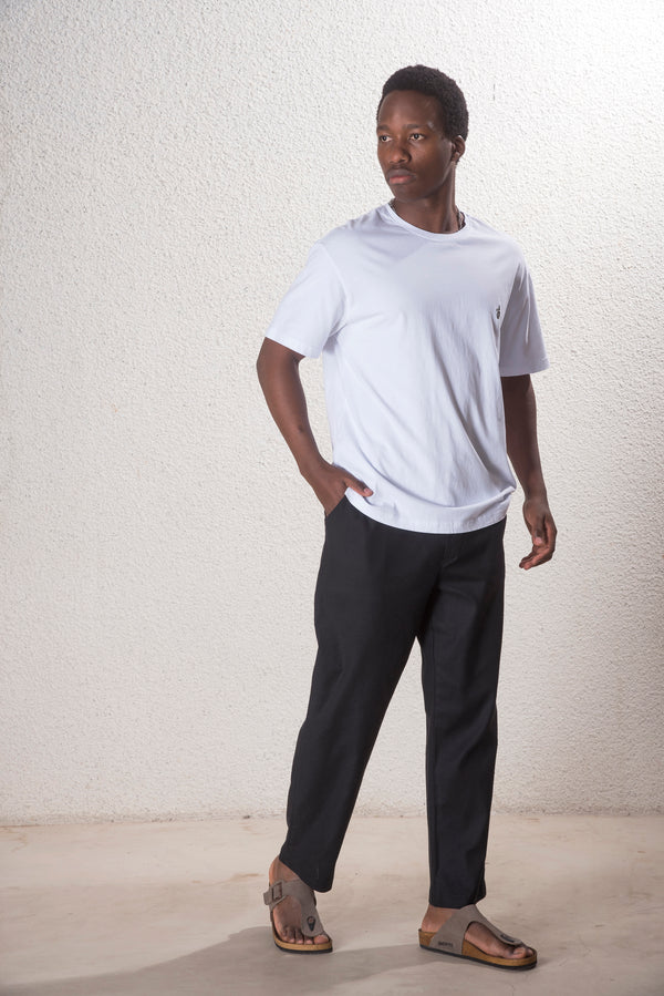 Erkek Keten Siyah Pantolon