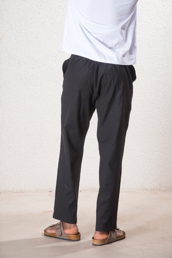 Erkek Keten Siyah Pantolon