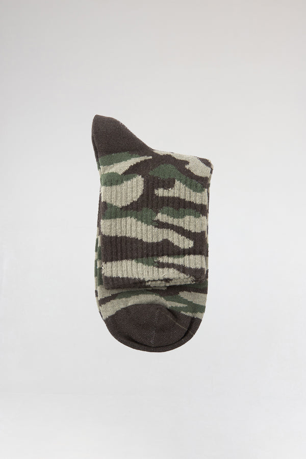 3'lü Haki Yeşil Kamuflaj Desen Erkek Pamuk Çorap
