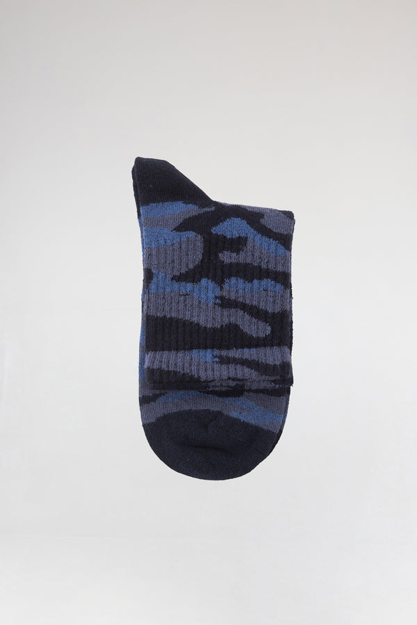 3'lü Lacivert Kamuflaj Desen Erkek Pamuk Çorap