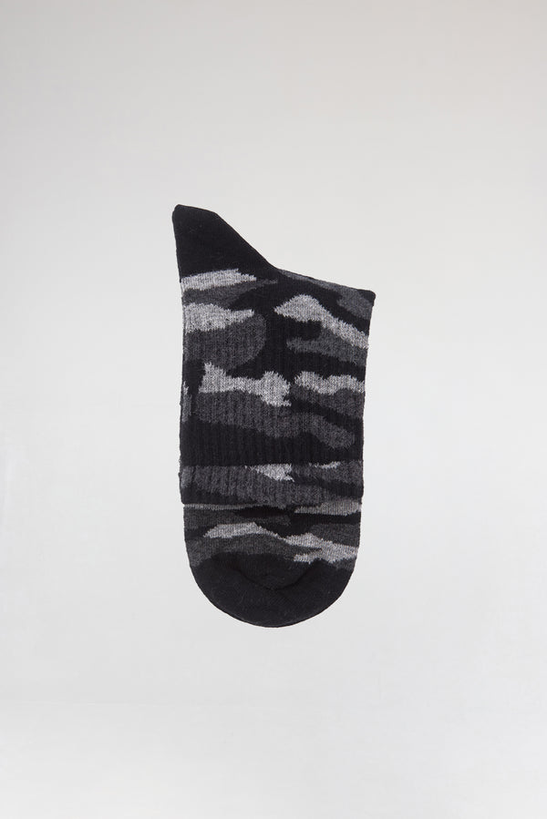 3'lü Siyah Kamuflaj Desen Erkek Pamuk Çorap