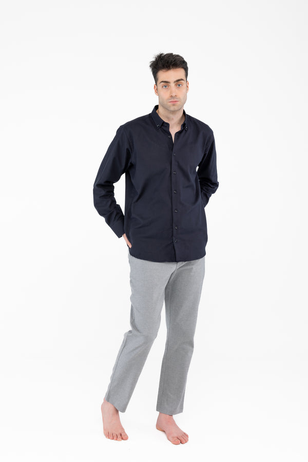 %100 Pamuk Relaxed Fit Lacivert Gömlek