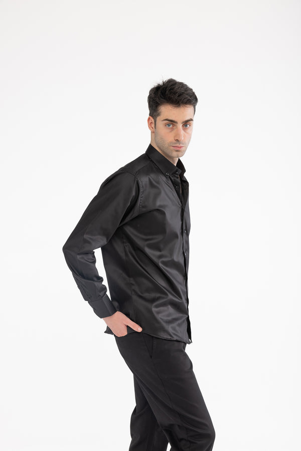 %100 Pamuk Relaxed Fit Siyah Gömlek