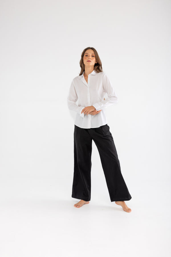 Tencel Slim Fit Kadın Beyaz Gömlek