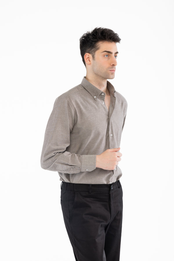 %100 Pamuk Relaxed Fit Gri Gömlek
