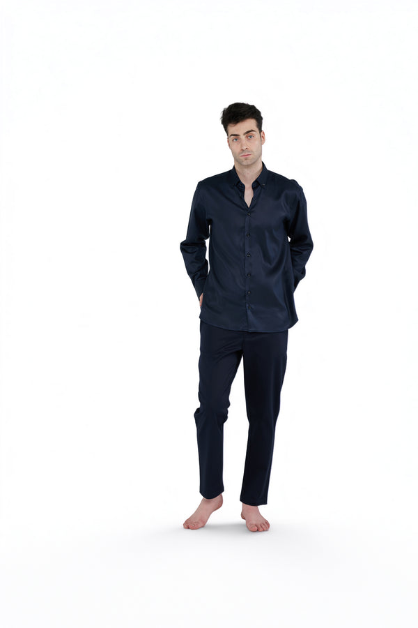 %100 Tencel Regular Fit Lacivert Gömlek