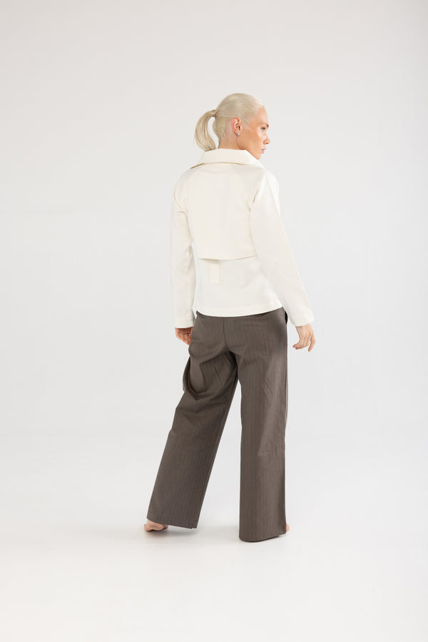 Krem Kruvaze Kısa Trençkot