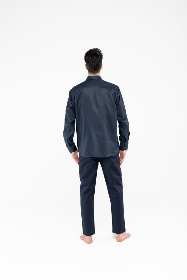 %100 Tencel Regular Fit Lacivert Gömlek