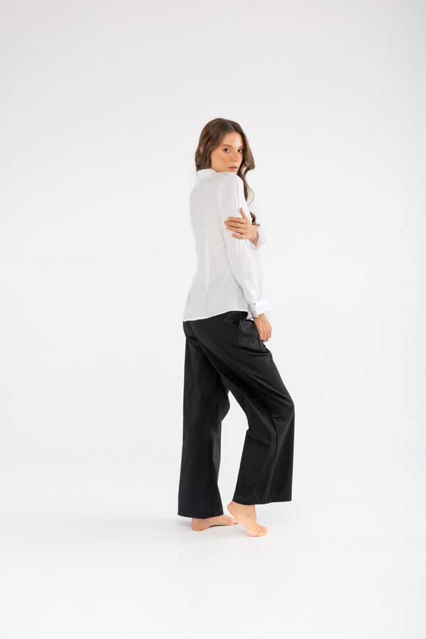 Tencel Slim Fit Kadın Beyaz Gömlek