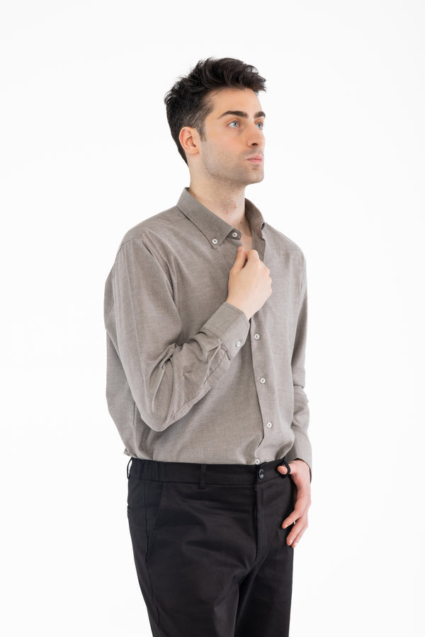 %100 Pamuk Relaxed Fit Gri Gömlek