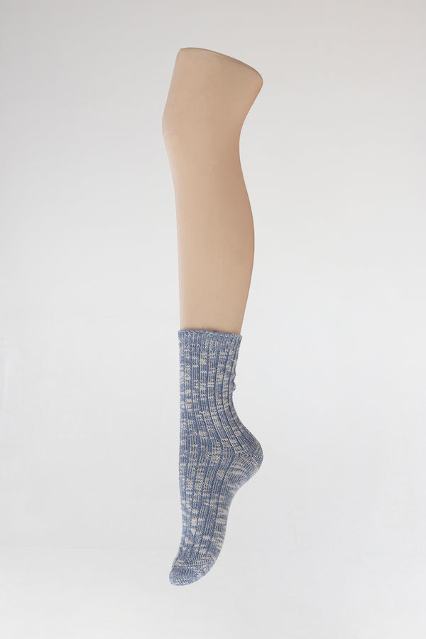 3'lü Flamlı Mavi Kadın Pamuk Çorap