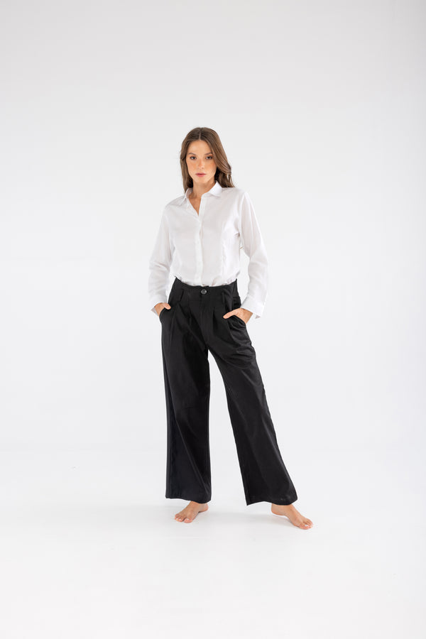 Tencel Slim Fit Kadın Beyaz Gömlek