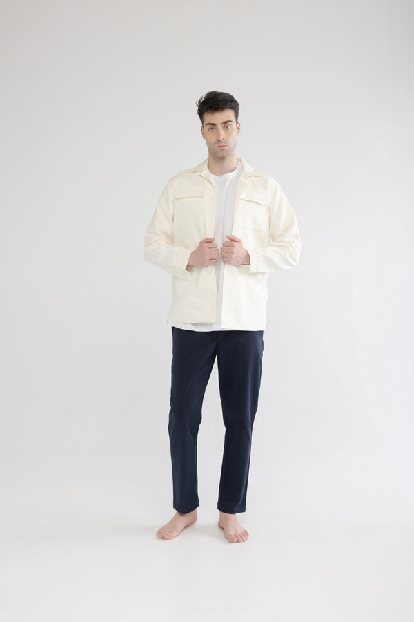 Krem %100 Pamuk Astarlı Erkek Ceket