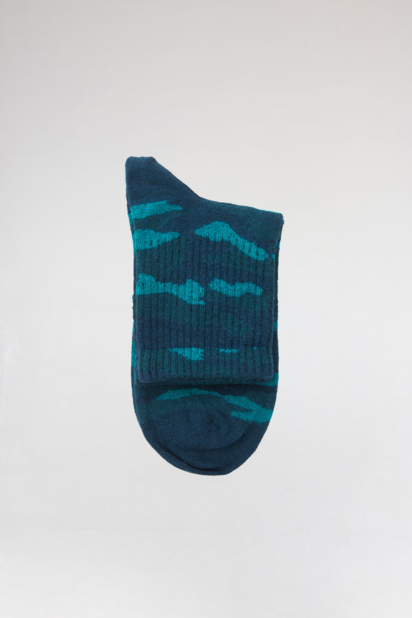 3'lü Petrol Kamuflaj Desen Erkek Pamuk Çorap